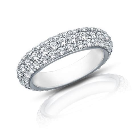 3.50 ct Ladies Three Row Diamond Eternity Wedding Band Ring