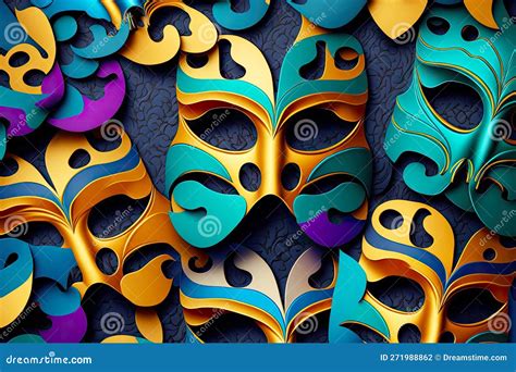 Masquerade Pattern Texture with Carnival Mask Shapes Stock Illustration ...