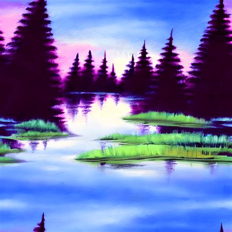 Magical Pond Scenery Painting · Creative Fabrica