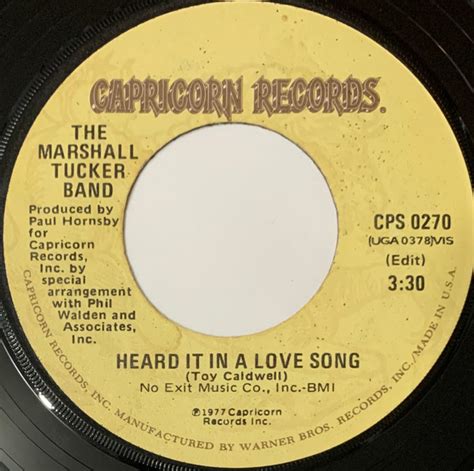 The Marshall Tucker Band - Heard It In A Love Song / Life In A Song (1977, Winchester Pressing ...