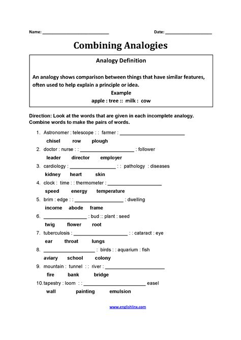 Englishlinx.com | Analogy Worksheets