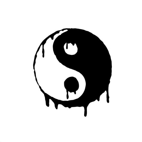 Yin Yang Sign. Black white dao symbol. Brush stroke hand drawn illustration 22245574 Vector Art ...