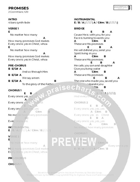 Promises Chords PDF (Doorpost Songs / Dave and Jess Ray) - PraiseCharts