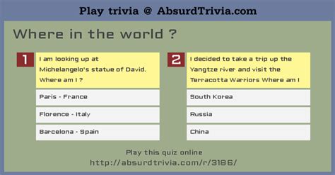 Trivia Quiz : Where in the world