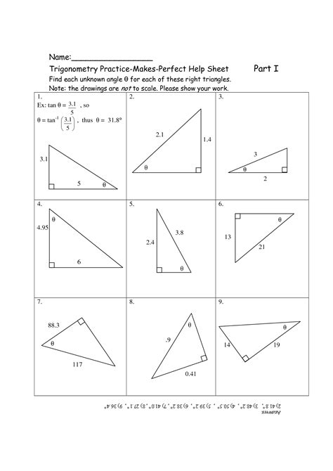 Right Triangle Trigonometry Practice Worksheets | MySchoolsMath.com