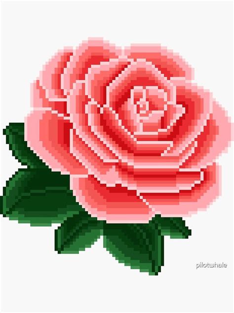 pixel art pink rose Sticker by pilotwhale in 2021 | Pixel art, Pixel art pattern, Flower art