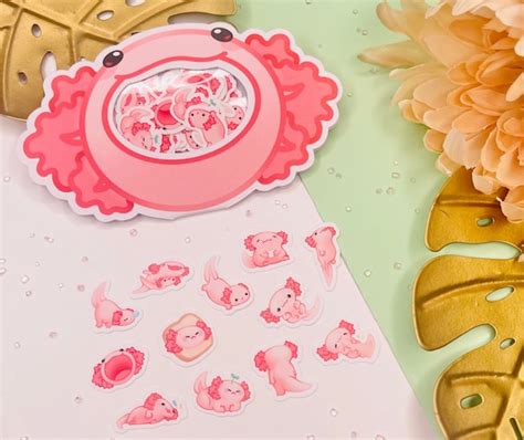 Mini Sticker 60pc Pack Kawaii Axolotl Stickers by Kiaru - Etsy