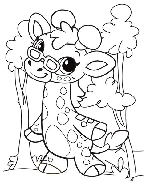 baby giraffe pose coloring page