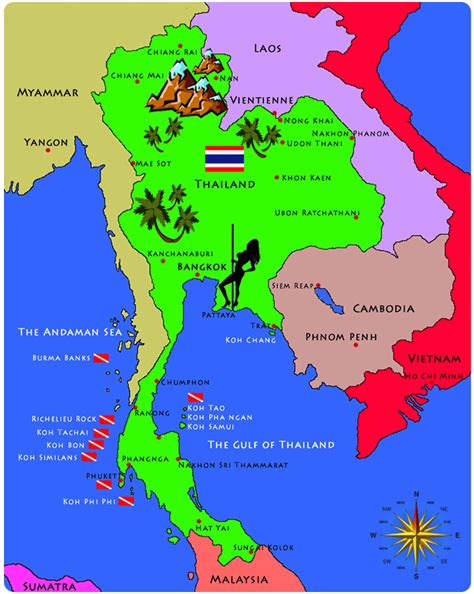 Thailand Map Tourist Attractions - TravelsFinders.Com