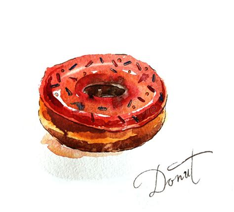 Watercolor donut stock illustration. Illustration of objects - 57333492