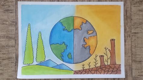 How To Draw World Environment Day Poster || Save The Nature Drawing || Step by Step Tutorial ...