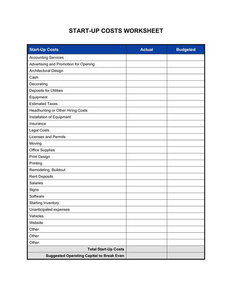 Worksheet_Start-Up Costs Template | by Business-in-a-Box™