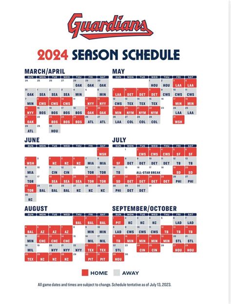 Cleveland Guardians 2024 Season Schedule : r/ClevelandGuardians