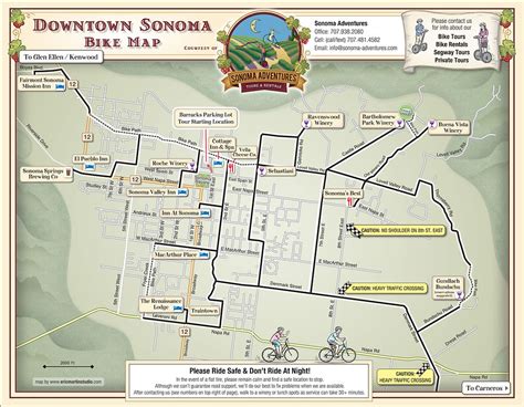 SONOMA VALLEY BIKE TOUR MAPS