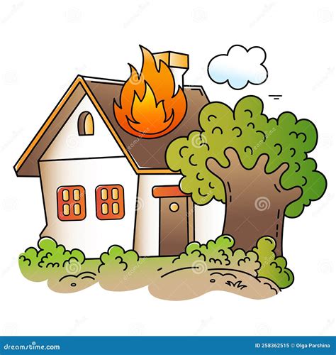 Cartoon Burning House. Fire or Flame Stock Vector - Illustration of ...