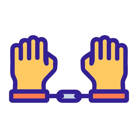 hands and handcuffs icon vector. Isolated contour symbol illustration ...