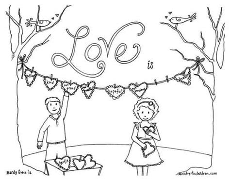 “Love is …” Coloring Page from 1 Corinthians 13 — Ministry-To-Children.com