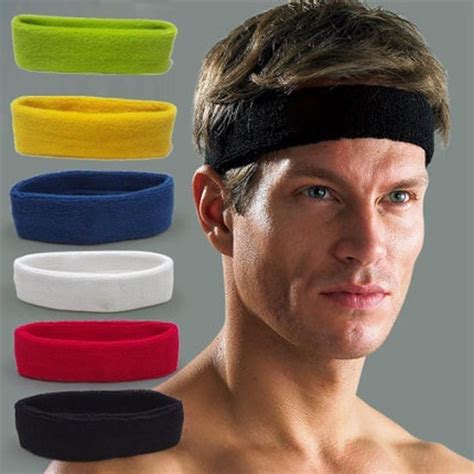 Unisex Women Men Fashion Cotton Sweat Sport Yoga Gym Sweatband Stretch ...