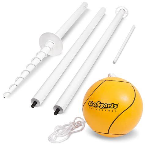 GoSports Complete Tetherball Game Set with Ball, Rope, and Pole for Backyard Fun, White ...