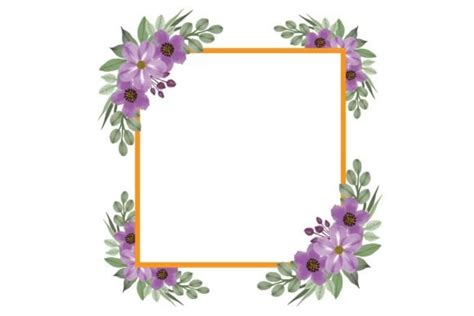 Square Frame with Purple Flower Border Graphic by setyawati_elis · Creative Fabrica