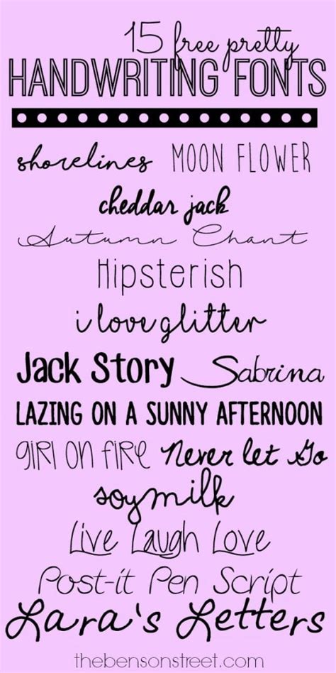 15 Free Pretty Handwriting Fonts - The Benson Street