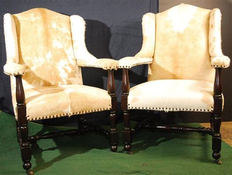 Southwest / western style Wingback arm chairs, upholstered with real ...