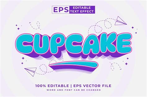 Premium Vector | Editable text effect cupcake 3d cartoon cute template ...