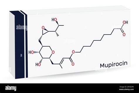 Mupirocin molecule. It is antibacterial ointment used to treat impetigo and skin infections ...