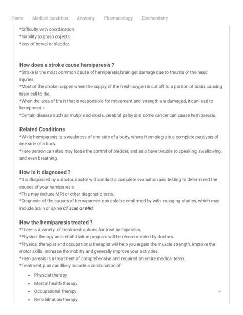 What is hemiparesis defination, causes, symptoms & treatment