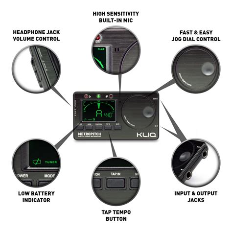 MetroPitch - Digital Metronome Tuner For All Instruments, BLACK - KLIQ Music Gear