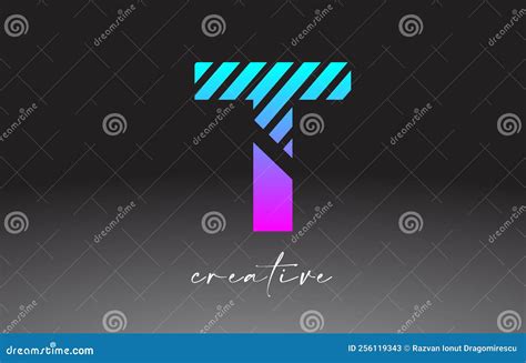 Purple Blue Neon Lines Letter T Logo Design with Creative Lines Cut on ...