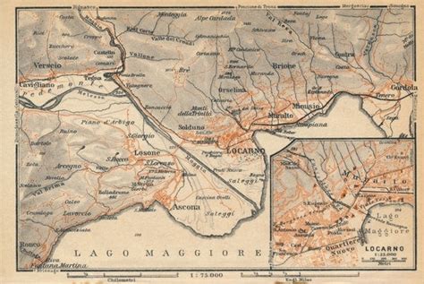 1928 Locarno Switzerland Antique Map