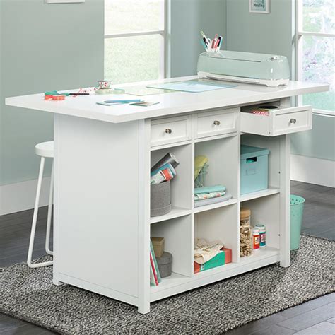 Sauder Craft Pro Work Table in Laminate White | NFM in 2021 | Craft ...