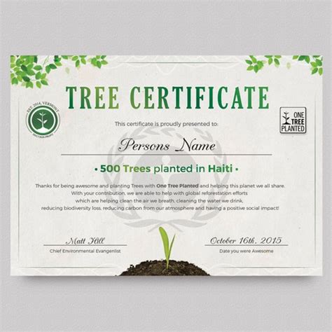 Tree Planting Certificate | Postcard, flyer or print contest