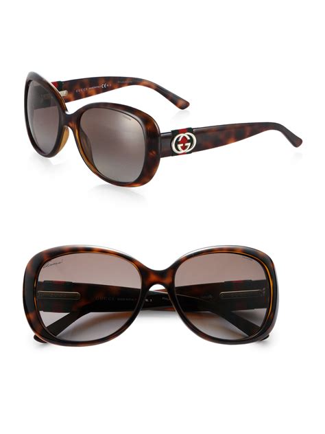 Gucci Classic Logo Round Plastic Sunglasses in Brown - Lyst