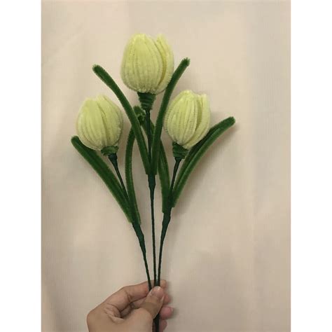 Hoa Tulip Vàng Kẽm Nhung Handmade Kẽm Nhung Quà Tặng Thủ Công