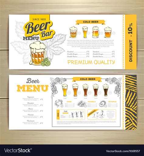 Beer bar menu design Royalty Free Vector Image