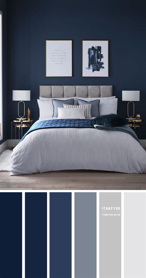 Navy Blue and Grey Bedroom Colour Scheme, Best paint Colors, Itakeyou