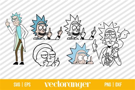 Rick And Morty Flipping Off SVG Bundle | Vectoranger