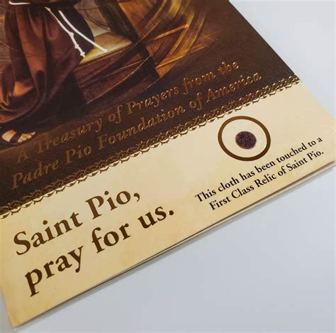 NEW! - My Saint Pio Prayer Book with Relic - Padre Pio Foundation of America