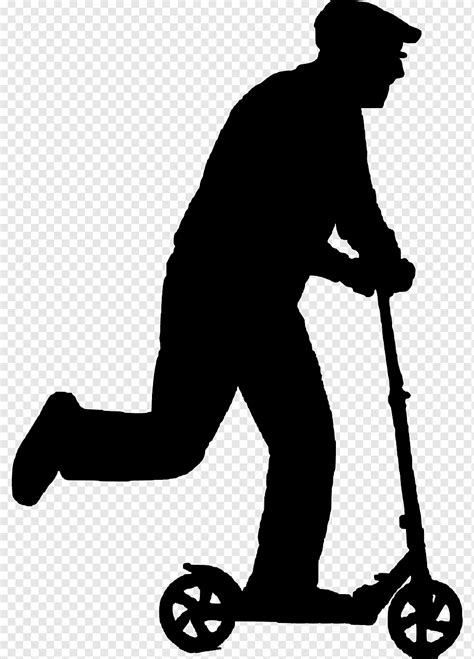 Old Man, Ride, Scooter, Play, Funny, Hurry Up, Leg Up, Silhouette, Age, Action, png | PNGWing