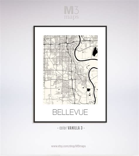 Bellevue Nebraska Bellevue NE Map Bellevue Map Bellevue - Etsy