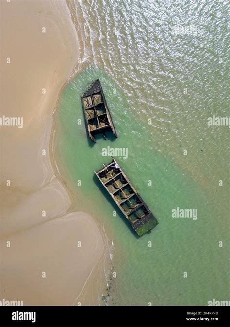 Aerial view of a section of the Mulberry Harbour Stock Photo - Alamy