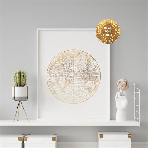 Gold Foil World Map - Etsy