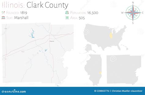 Map of Clark County in Illinois Stock Vector - Illustration of america ...