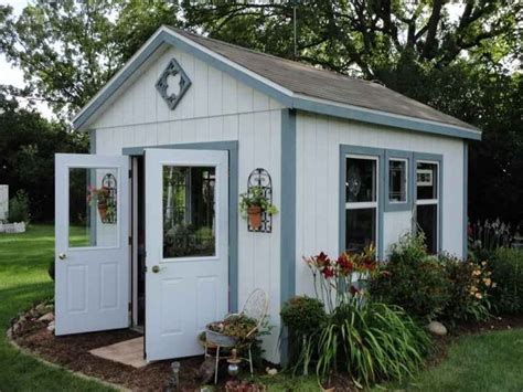 window trim ideas outside | Backyard sheds, Shed landscaping, Backyard shed