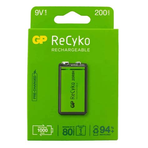 GP Batteries ReCyko+ 200mAh PP3 (9V) Rechargeable Battery - Cell Pack ...