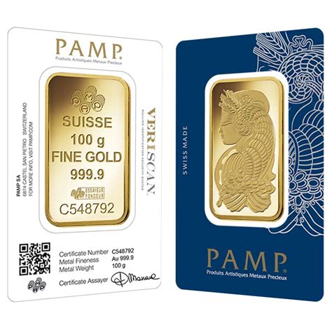 Buy 100 Gram PAMP Suisse Fortuna Gold Bar (New w/ Assay) - OMEGA BULLION LLC