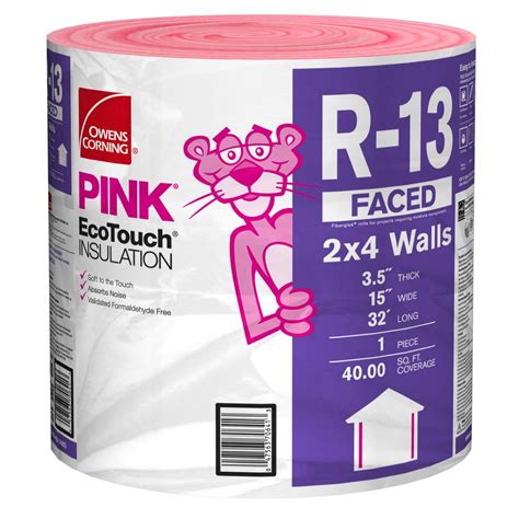 Owens Corning R-13 Pink EcoTouch Kraft Faced Fiberglass Insulation Continuous Roll 15 in. x 32 ...