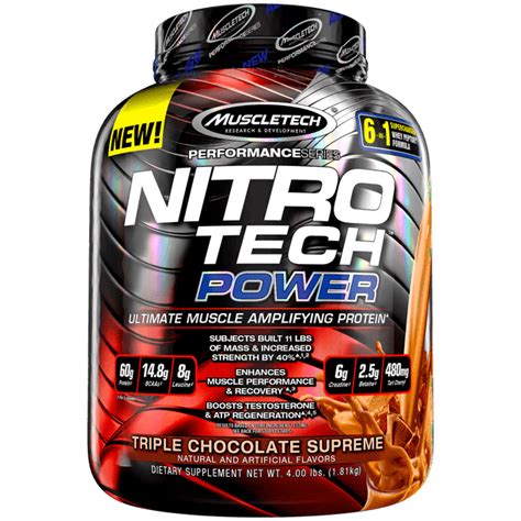 NitroTech Power 100% Whey Protein Powder with Whey Isolate, Ultimate Muscle Building Protein ...